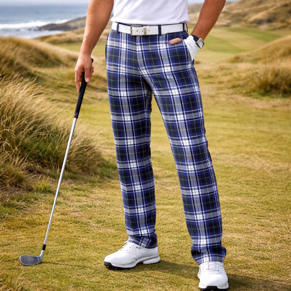 IJP Design by Ian Poulter Blue Plaid Golf Pants – Men’s 32x32
